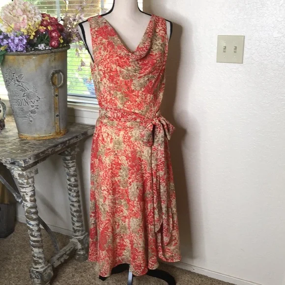 ralph lauren floral fit and flare dress LAUREN Ralph Lauren Plus Size Ruffled Floral Fit & Flare Dress MSRP $185